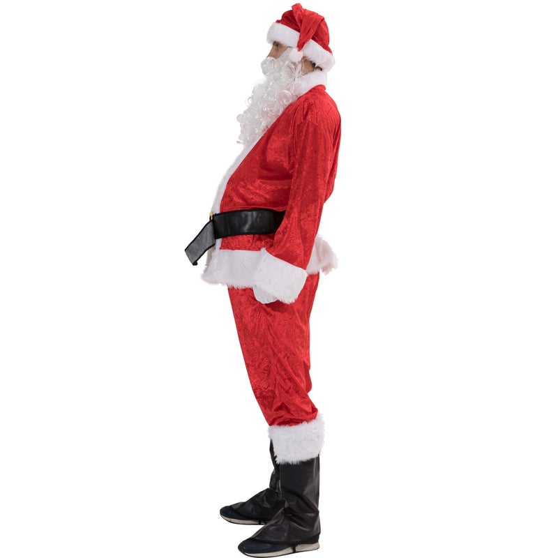 EraSpooky Men Christmas Santa Costume Adult Flannel Classic Suit 7pcs - Image 5
